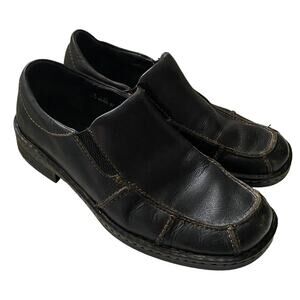 Men's BORN Size 8 / 41 Black Leather Slip-On Loafers Shoes M3496 Academia